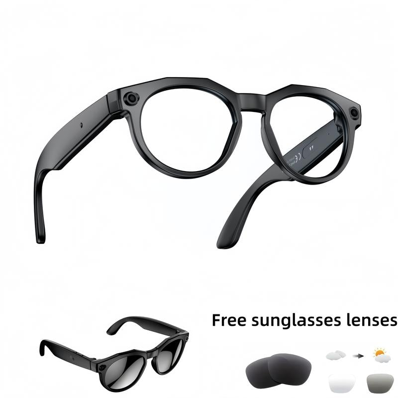 Smart AI Camera Glasses with 8MP Photochromic Lenses ,Button Touch Adjustment for Travel Outdoor Adventures Hands-Free Photography 160+Languages Real-Time Translation Bluetooth Wireless Wearable Video Recording UV Protection ,Valentine'S Day Gifts
