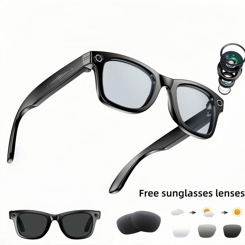 Smart AI Camera Glasses with 8MP Photochromic Lenses ,Button Touch Adjustment for Travel Outdoor Adventures Hands-Free Photography 160+Languages Real-Time Translation Bluetooth Wireless Wearable Video Recording UV Protection ,Valentine'S Day Gifts