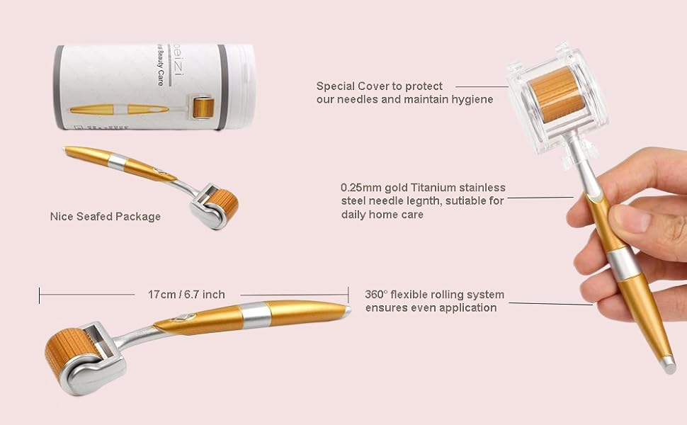 Professional Titanium ZGTS Derma Roller 192 Needles for Face Care and Hair-Loss Treatment CE Certificate Proved