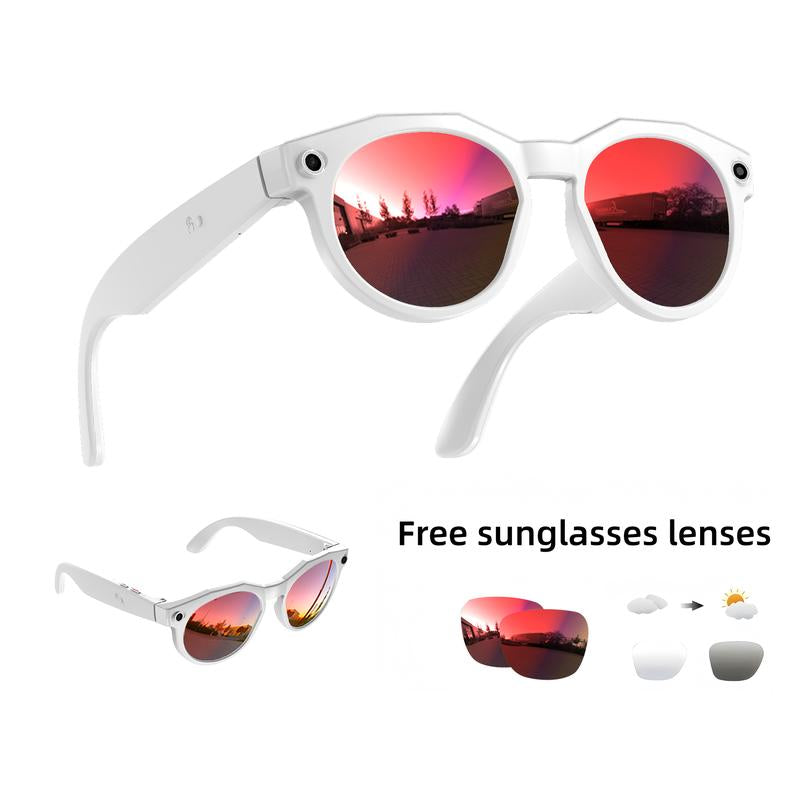 Smart AI Camera Glasses with 8MP Photochromic Lenses ,Button Touch Adjustment for Travel Outdoor Adventures Hands-Free Photography 160+Languages Real-Time Translation Bluetooth Wireless Wearable Video Recording UV Protection ,Valentine'S Day Gifts